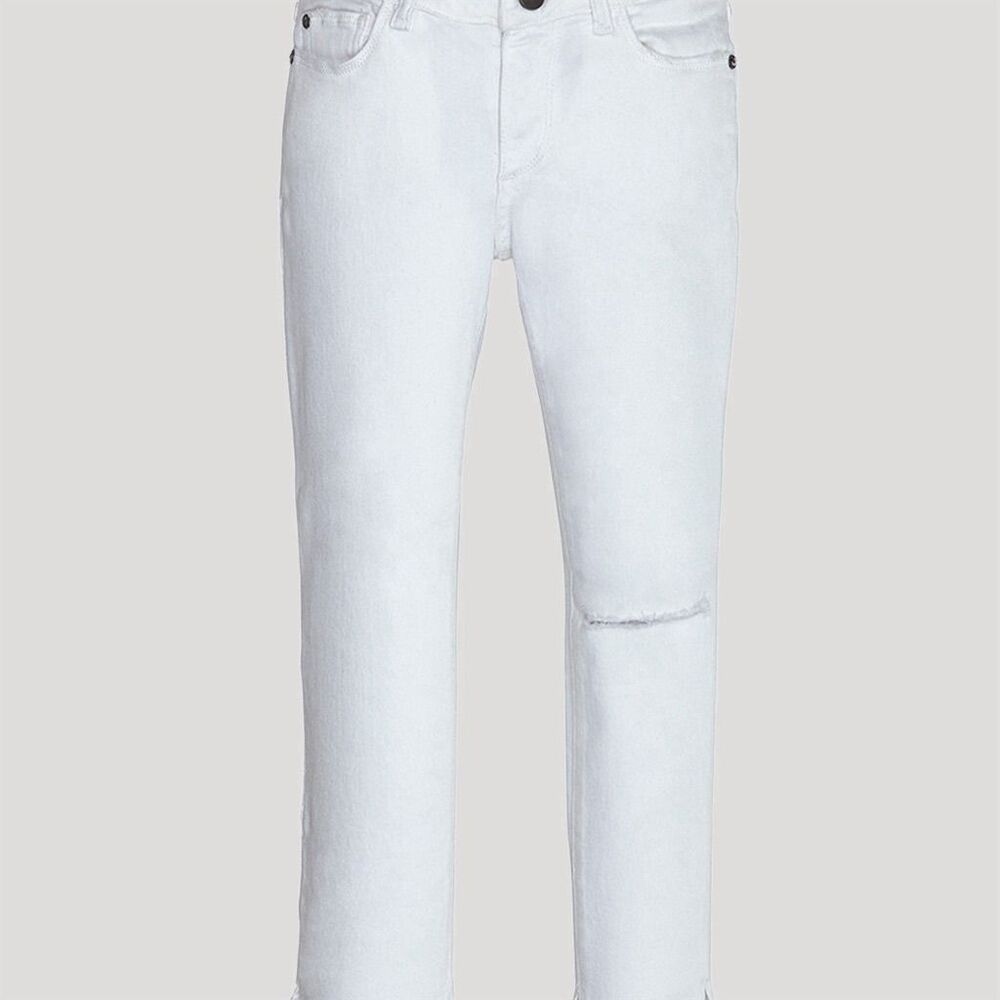 DL1961 Chloe Skinny Jeans White Knee-Ripped Zip Fly Women's Size 25